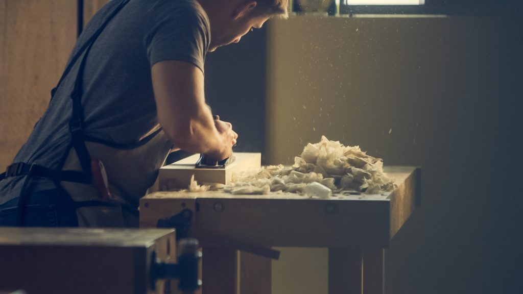 Carpenter at work - hand creation is often mindful