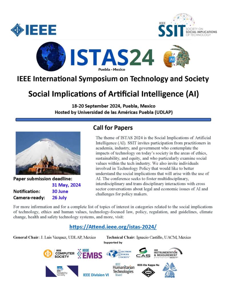 2024 IEEE ISTAS CFP single page for TSM REV3 11024 IEEE Technology and Society